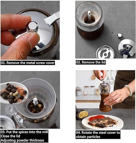 Miniatura 6 de Juego de molinillo de pimienta, molinillo manual, estilo clásico de batido de mano, 1 pieza de 6 pulgadas, material EP acrílico, cuchillas de