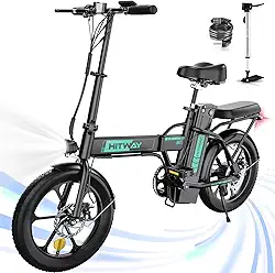 HITWAY Bicicleta elétrica para adultos, bicicleta elétrica com bateria removível de 36 V/12 Ah, bicicleta elétrica dobrável com pneu gordo de 36 V/12 Ah, bicicleta elétrica dobrável com motor de 500 W
