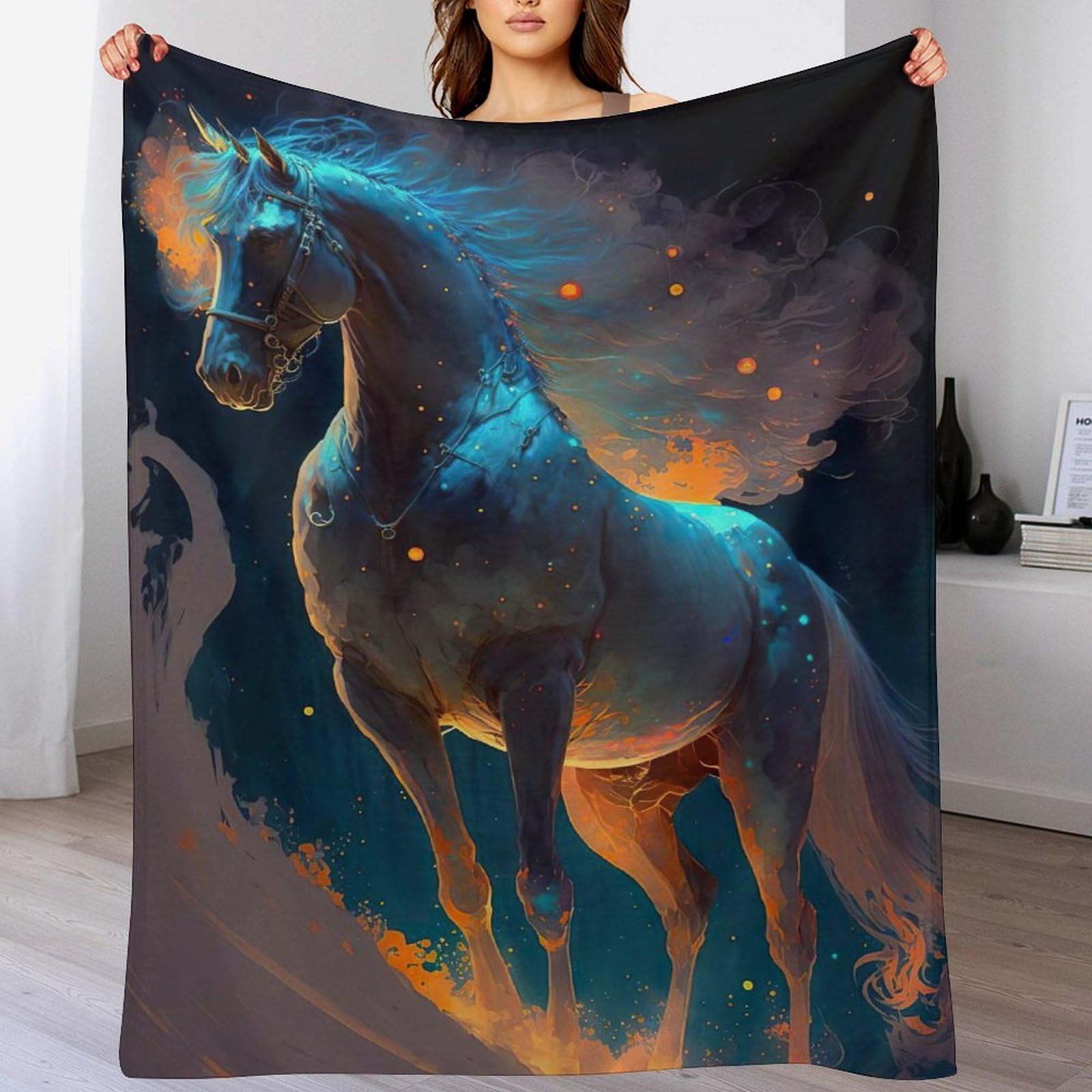 Couverture motif cheval flannel plaid lit et couverture de canape