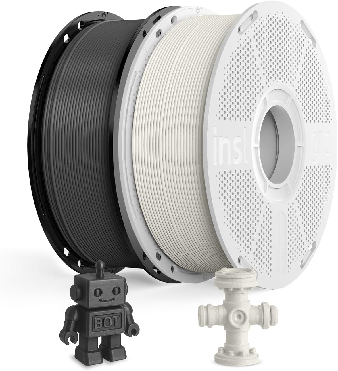 Inslogic PETG Pro Gray 1KG + PA6/66 Nylon 1KG Bundle, Engineering-Grade 3D Printer Filament for Strength, Toughness & Heat Resistance, Compatible with Most FDM Printers (1.75mm)