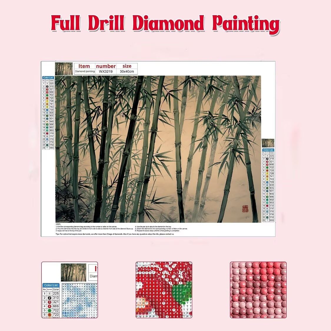 DIY Malarstwo diamentowe 5D, diamentowe zestawy bambusowe dla dorosłych, sztuka z kryształków górskich, płótno, haft, artykuły rzemieślnicze, dla dzieci i dorosłych, idealna dekoracja ścienna do domu,