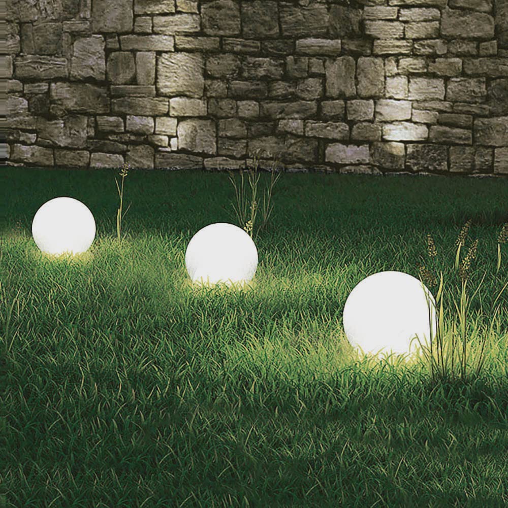 Dapo 3x Solar-Kugel-Dekoleuchte OLA, D: 20cm, mit Erdspieß | Garten Dekokugel, Solar-Erdspießleuchte, Boden-Wege-Deko-Lampe