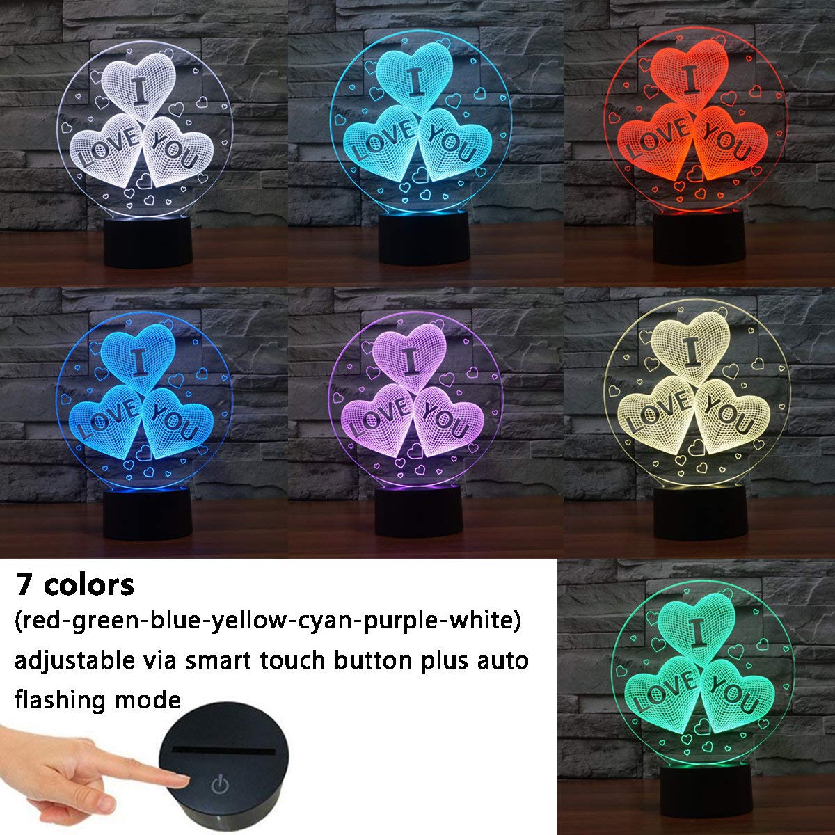 YTDZLTD Illusione Ottica 3D Serpente Luce Notturna 16 Colori Mutevoli Telecomando USB Potere Toccare Cambiare Arredamento Lampada LED Lampada Da Tavolo Bambini Brithday Natale Regalo - 5