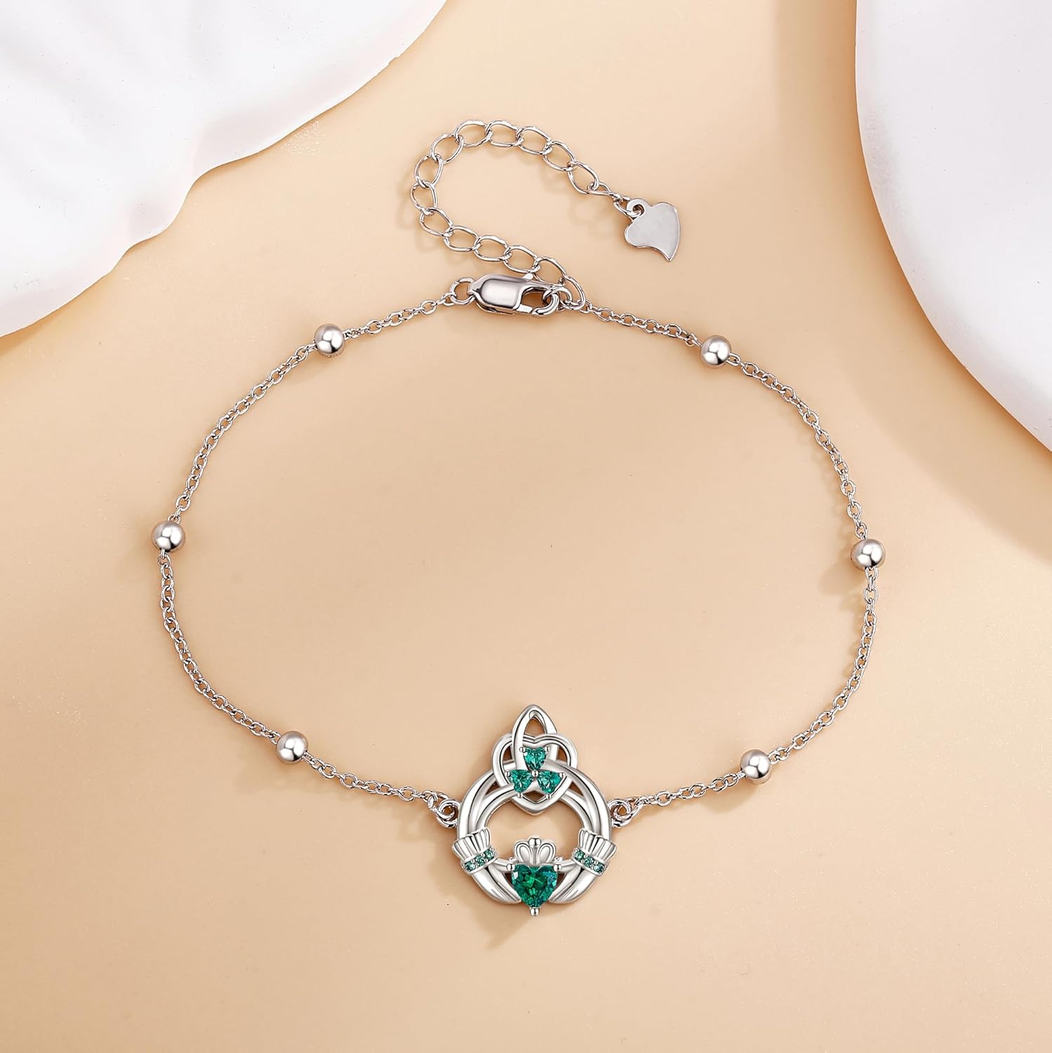 Claddagh Bracelet 925 Sterling Silver Trinity Celtic Knot Bracelet Eternity Love Celtic Shamrock Bracelets Irish Jewelry Gifts for Women Mom Wife - Image 2