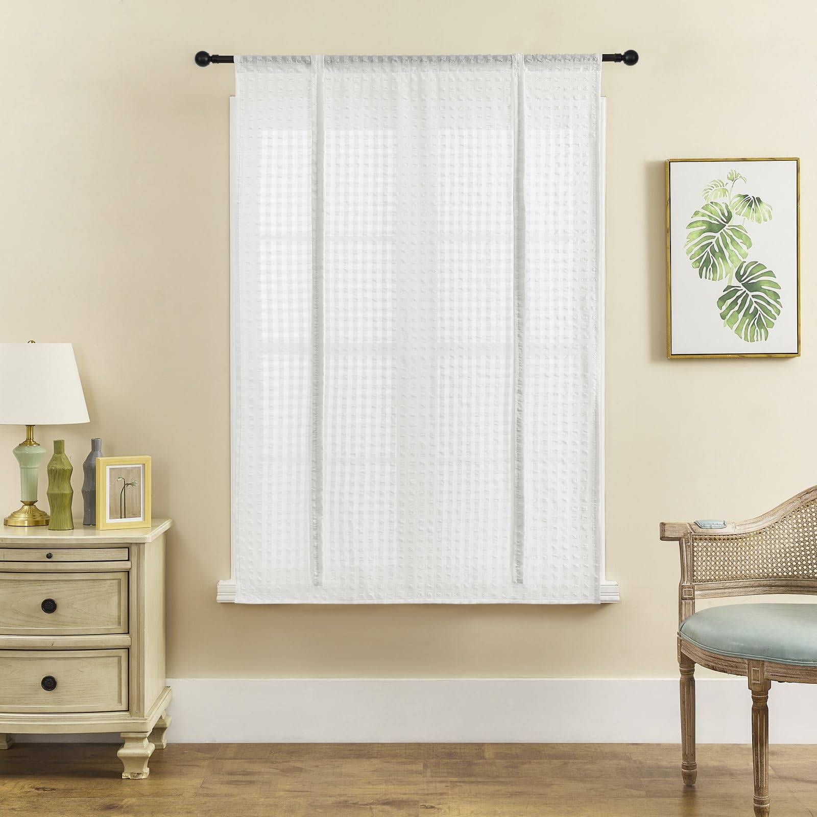 ele ELEOPTION Roman Tie-up Blind Curtain Sheer Seersucker Window Voile Tier Curtain for Bedroom Living Room, Kitchen - Image 4