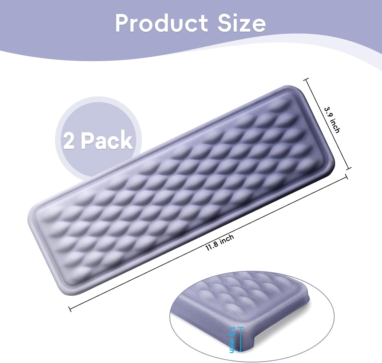 MOSISO Arm Rest for Desk, L-Shaped Desk Elbow Pad for Desk, Diamond Memory Foam Elbow Pads with Non-Slip Base, 2 Pcs Ergonomic Massage Desk Edge Cushion & Wrist Rest for Computer Keyboard, Purple