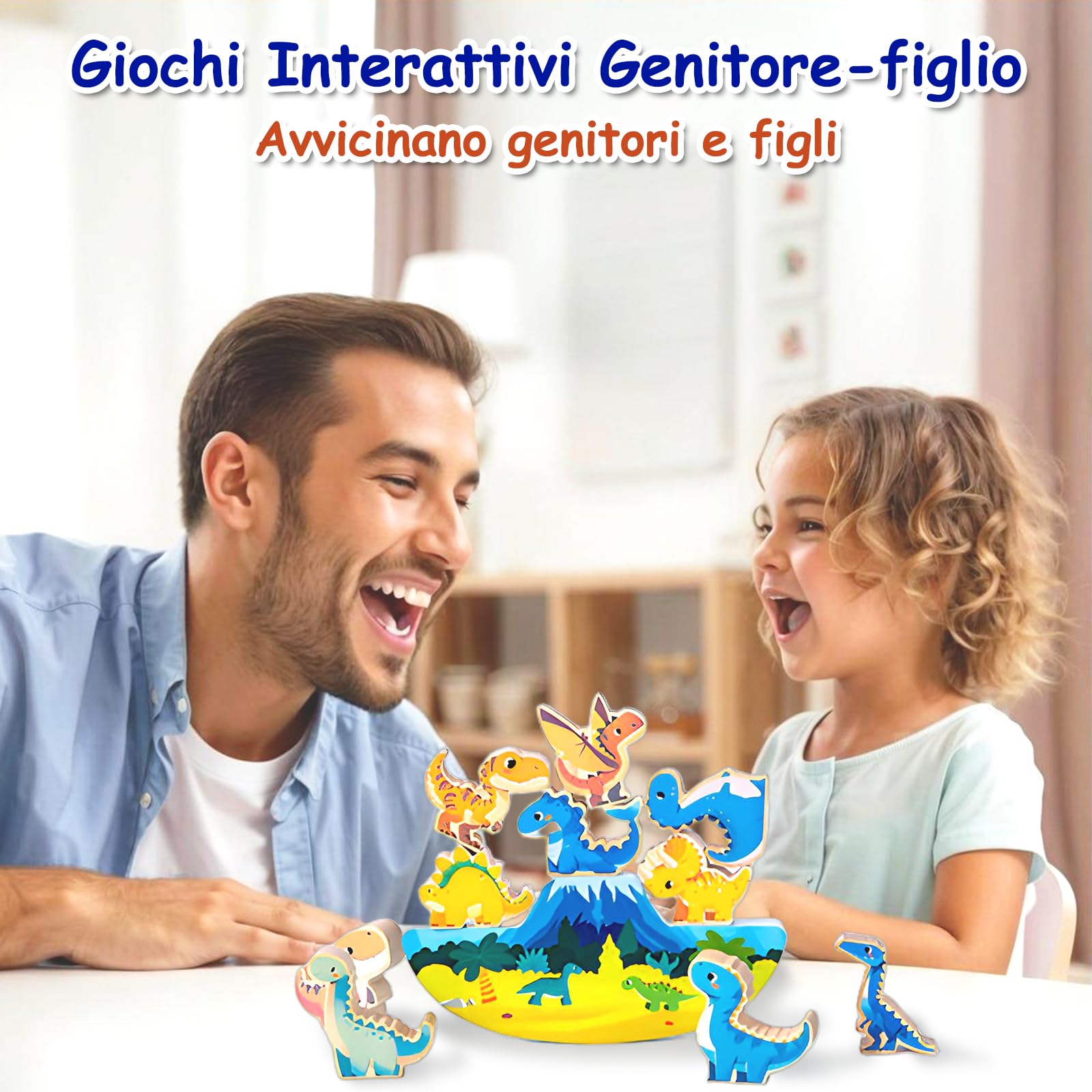 Echehi Dinosauro Giochi per Bambini, 11 pezzi Giochi Montessori per Bambini dai 18 Mesi in su, Apprendimento STEM, Capacità Motorie Fini e Interazione Genitore-figlio
