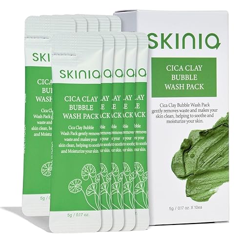 Skinia Cica Clay Bubble Wash  Paquete de 10 limpiadores faciales de arcilla carbonatada  Cuidado de la piel de burbujas para limpiar los poros