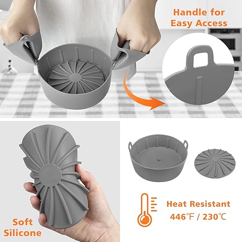 Miniatura 2 de Paquete de 8 forros de silicona para freidora de aire reutilizables de 63 pulgadas para freidora de aire de silicona para freidora de aire de 2 a 5