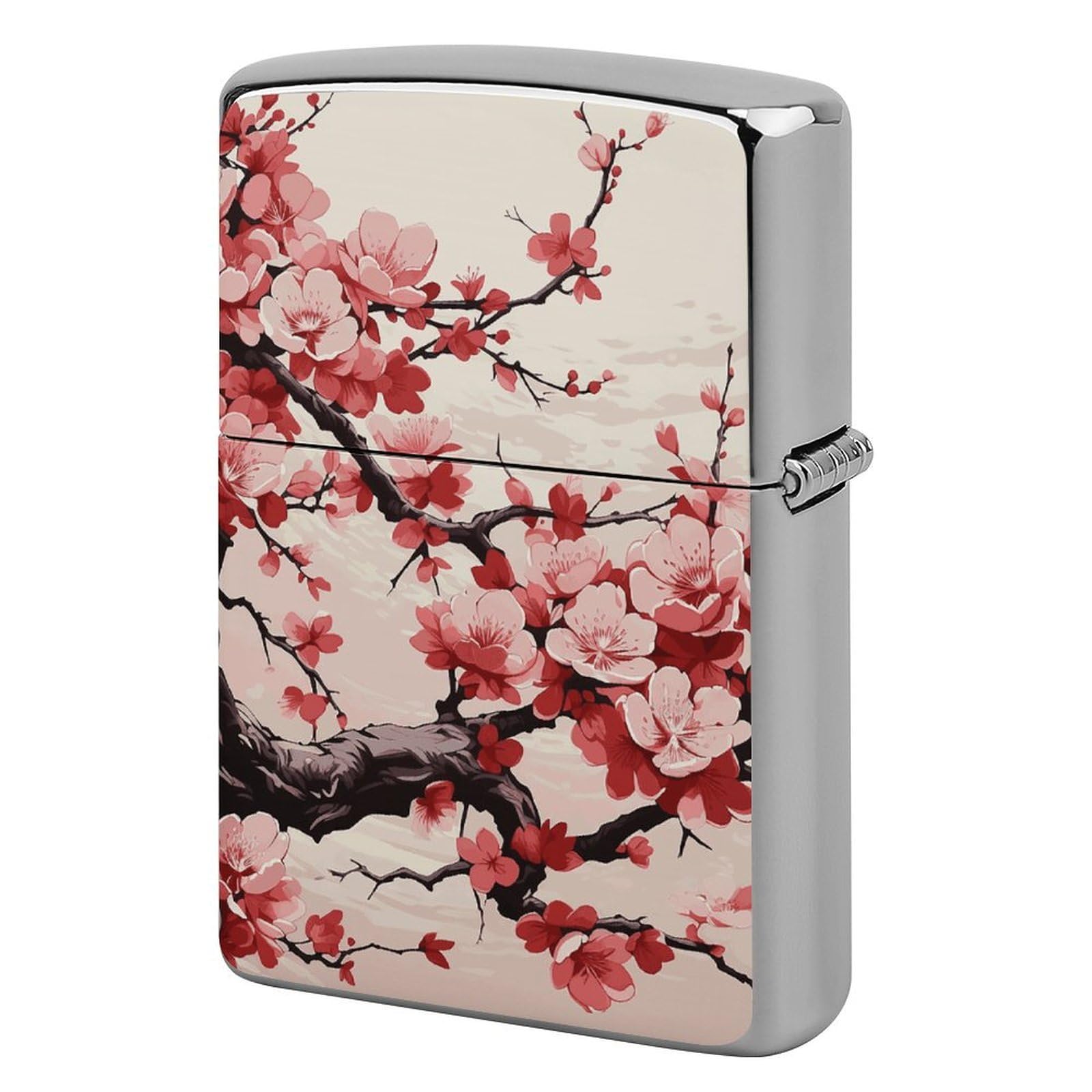 Japanese Floral Cherry Blossom Lighter Case Cover Vintage Metal Lighter Sleeve Reusable Lighter Protective Cover Decorative Lighter Holder Birthday Gifts for Men Women