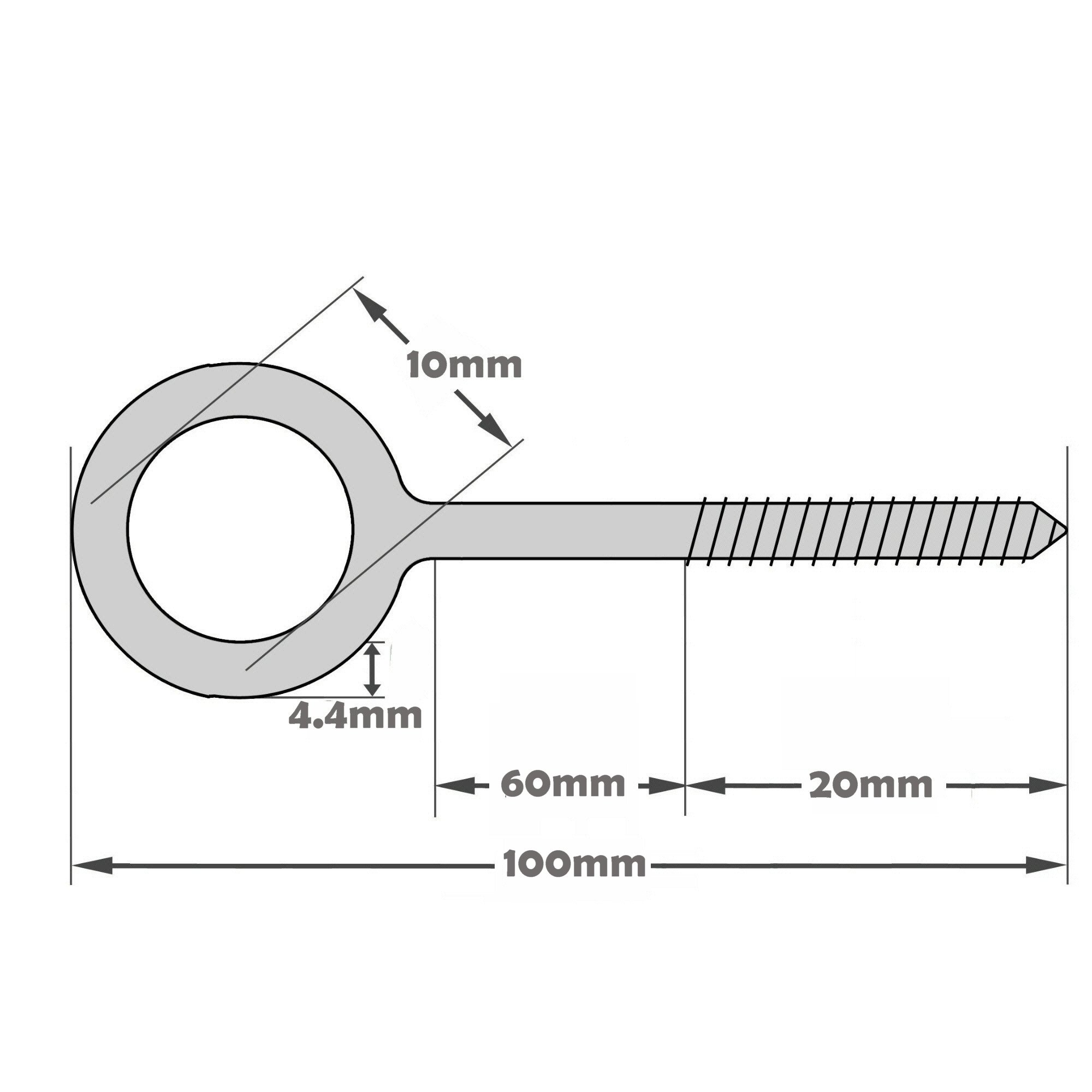 Fort Fasteners Steel Vine Eyes 100mm x 4.4mm (4 Inch) with Wallplug Bzp Pack of 100 - Image 3