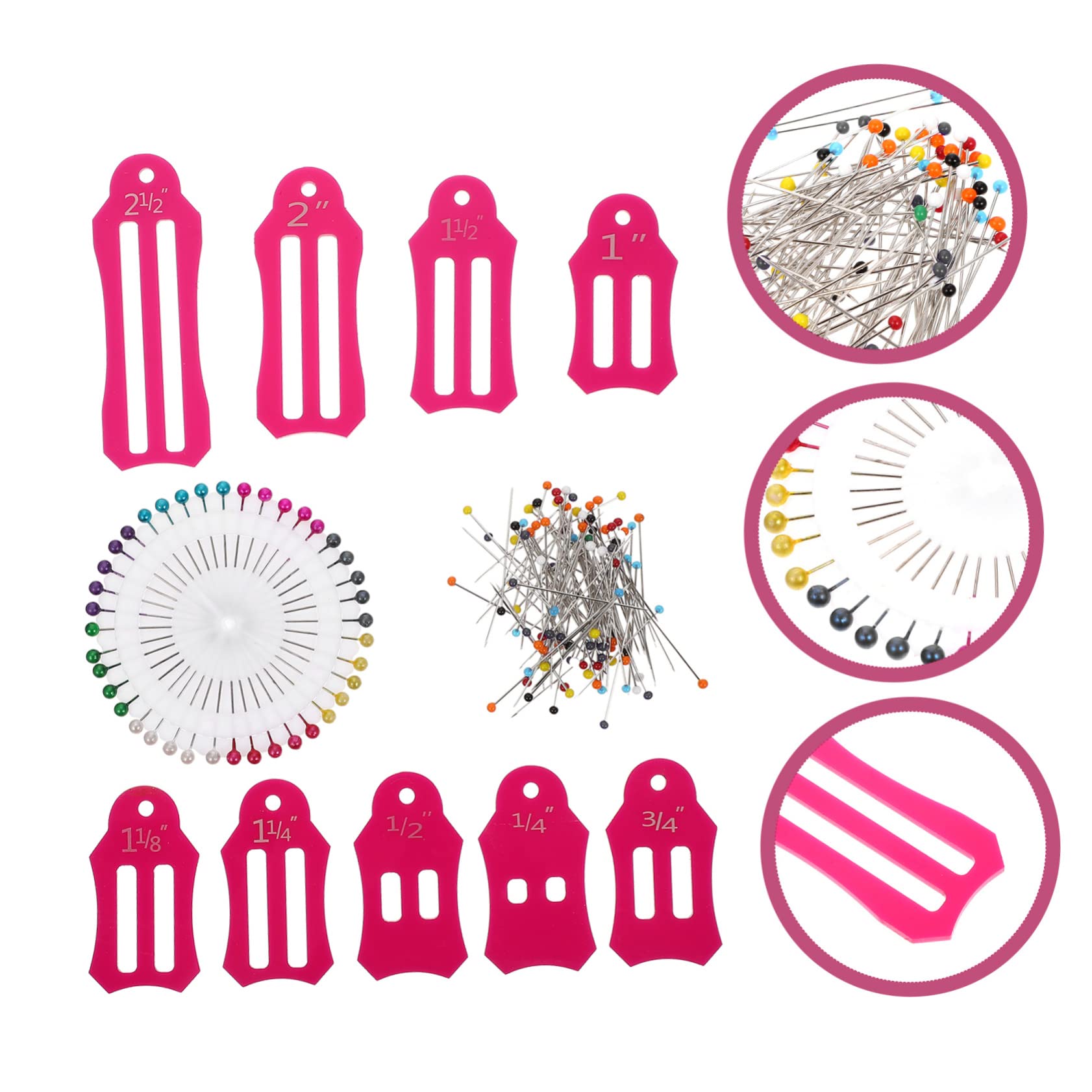 SHINEOFI 5juegos Herramientas De Costura Alfileres y Regla Plegable De Medición y Perlas De Color Para Diseño Textil y Patchwork