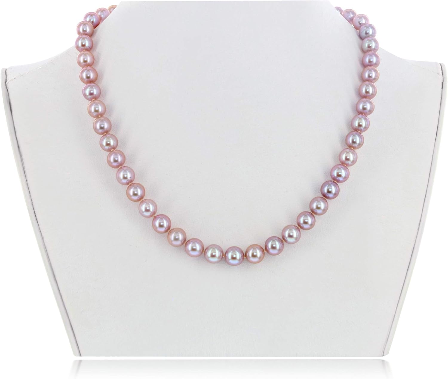 14K White Gold or Yellow Gold AAA Pink Freshwater Cultured Pearls Silk-Knotted 18inch Princess Pearls Strand Necklace - Choice of Pearl Size & Clasp Gold Color