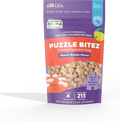 Outward Hound Nina Ottosson Puzzle Bitez - Golosinas de entrenamiento para perros con sabor a mantequilla de maní, golosinas suaves para perros