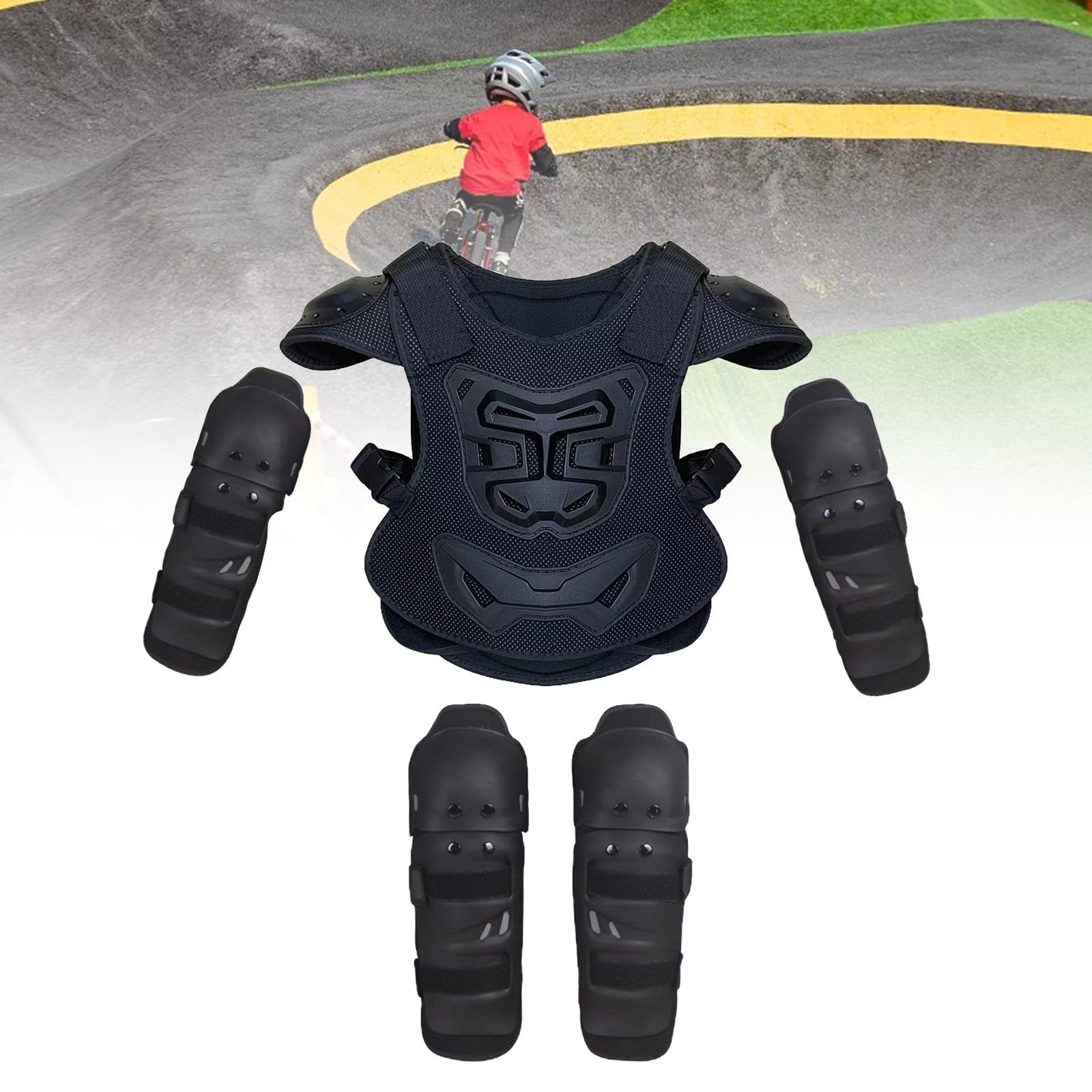 5 pezzi per bambini armatura per moto Dirt Bike Gear equipaggiamento protettivo per tutto il corpo protezione per il torace ginocchiere gomitiere, S