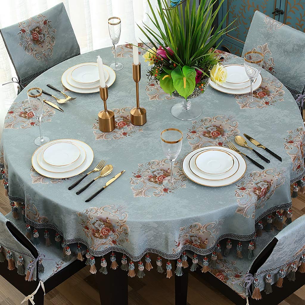 Nappes de Noël et grande nappe ronde vintage bleu WENJUN
