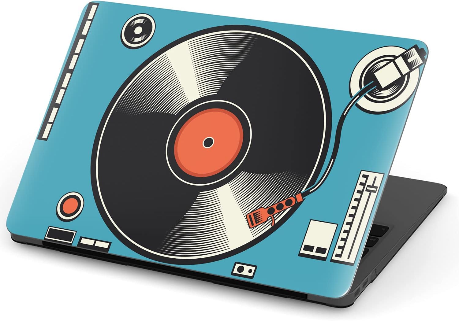 Mertak Hard Case Compatible with MacBook Pro 16 14 Air 15 13 inch M3 M2 M1 Mac 2024 2023 2022 2018 Graphic Music Cover Print Blue Retro Record Player Vintage Plastic Protective Girly Shell Clear