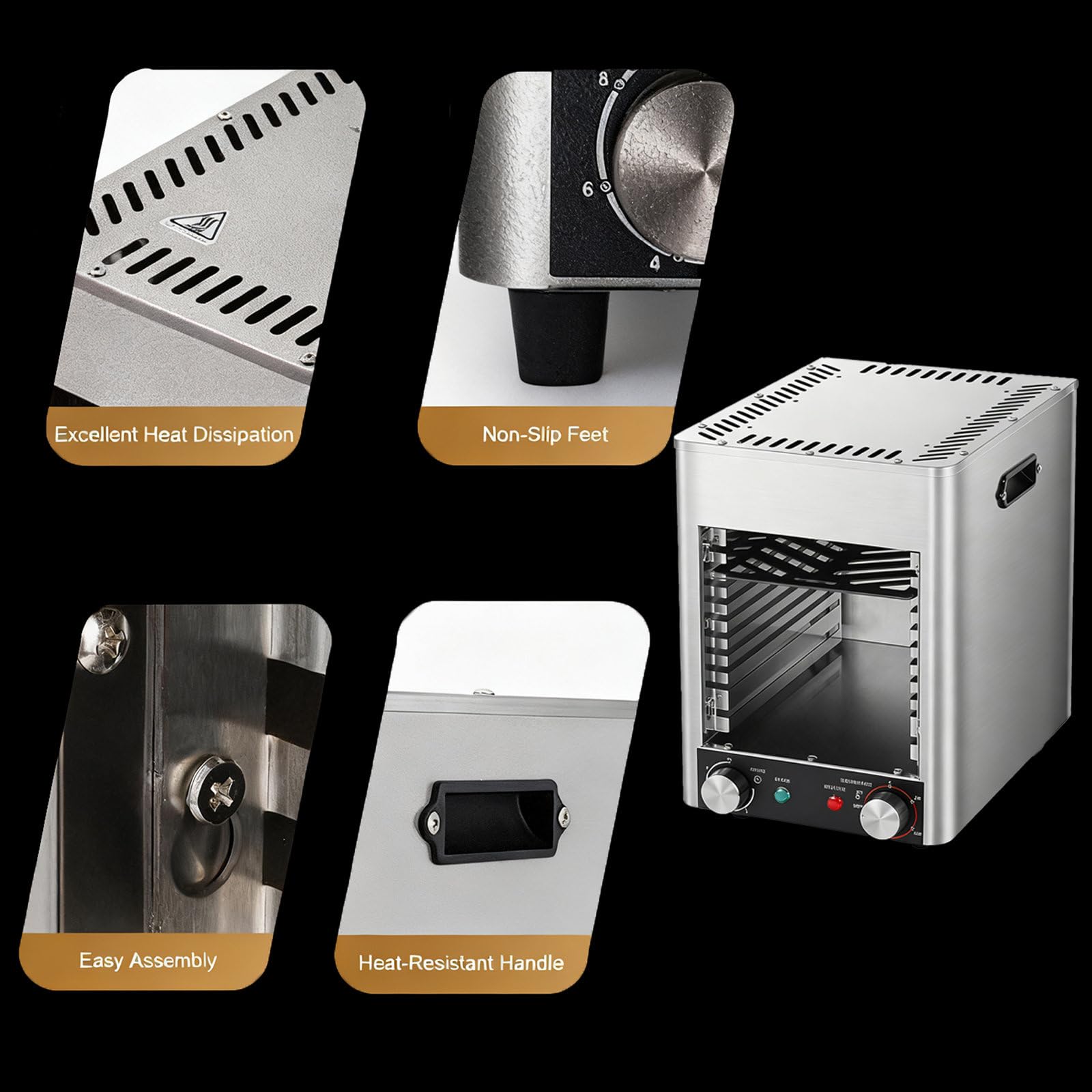 Horno para Carnes, 1700 W, Calentamiento Cerámico PTC, Cuerpo De Acero Inoxidable, Ideal para Carnes (Res, Cordero, Cerdo, Pollo, Verduras Y Mariscos).