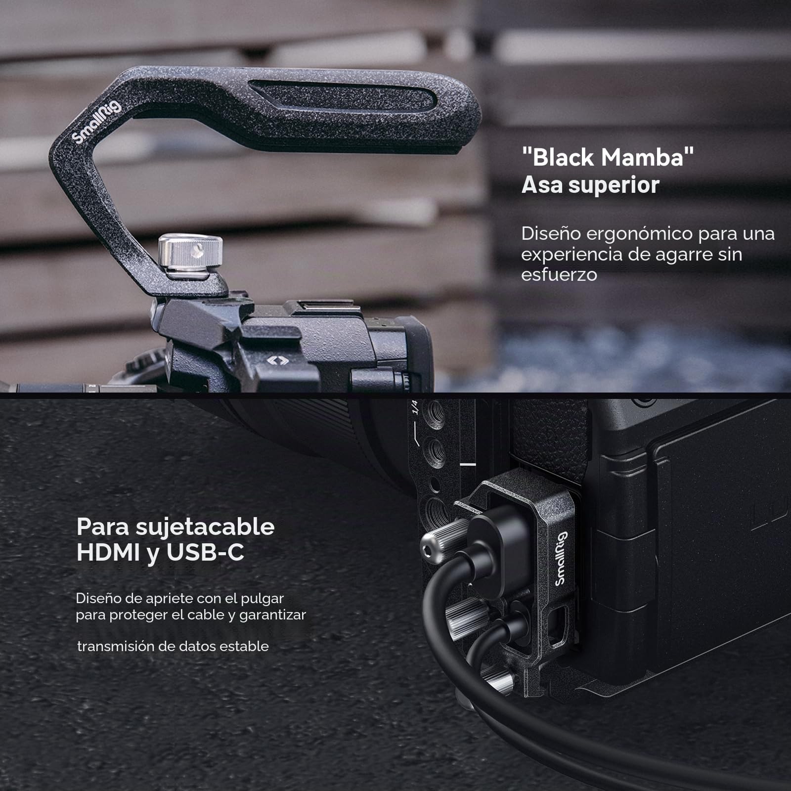 SMALLRIG Black Mamba Kit de Jaula para Cámara para Canon para EOS R5 Mark II con Asa Superior y Abrazadera de Cable Dedicada, Soporte para Cámara de Aleación de Aluminio - 4976