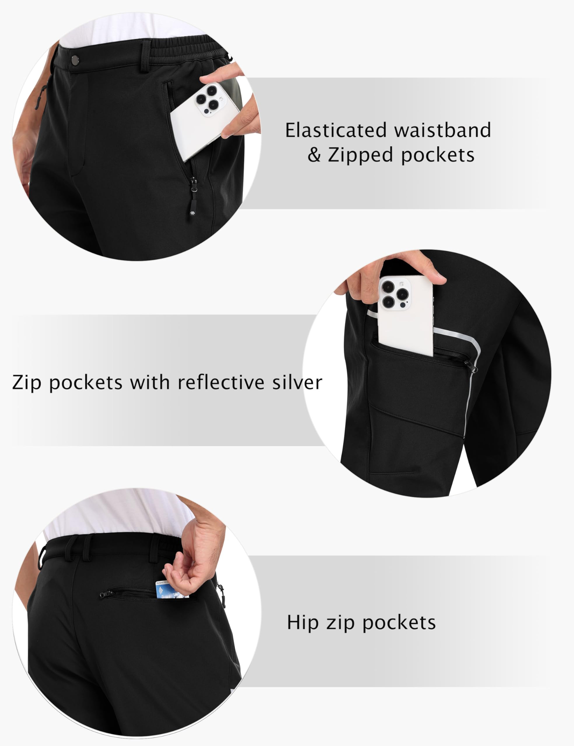 MoFiz Hombre Pantalones de Nieve Impermeables Montaña Softshell Pantalón Invierno Trekking Escalada Esquiar Cálidos Moto Pants