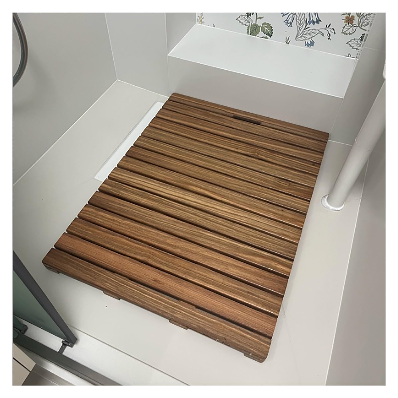Alfombrilla de ducha de madera de teca al aire libre, antideslizante para zonas húmedas, ideal para baños, tamaños disponibles: 36 x 50, 36 x 44, 47 pulgadas, 27 x 32, 18 pulgadas, elegante y duradero