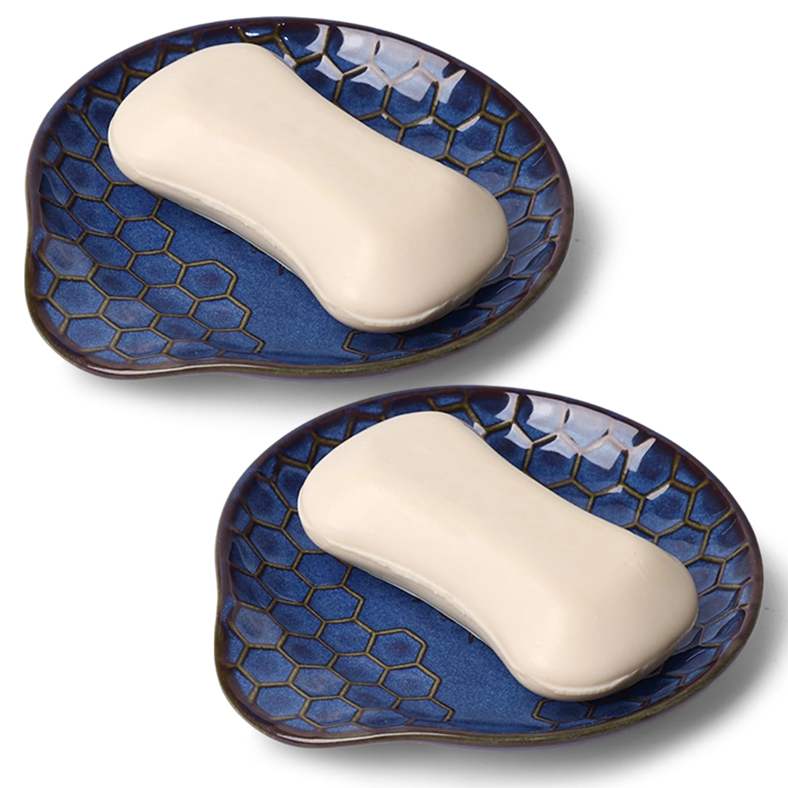 Porte-savon en céramique bleu vintage facile à nettoyer pour douche