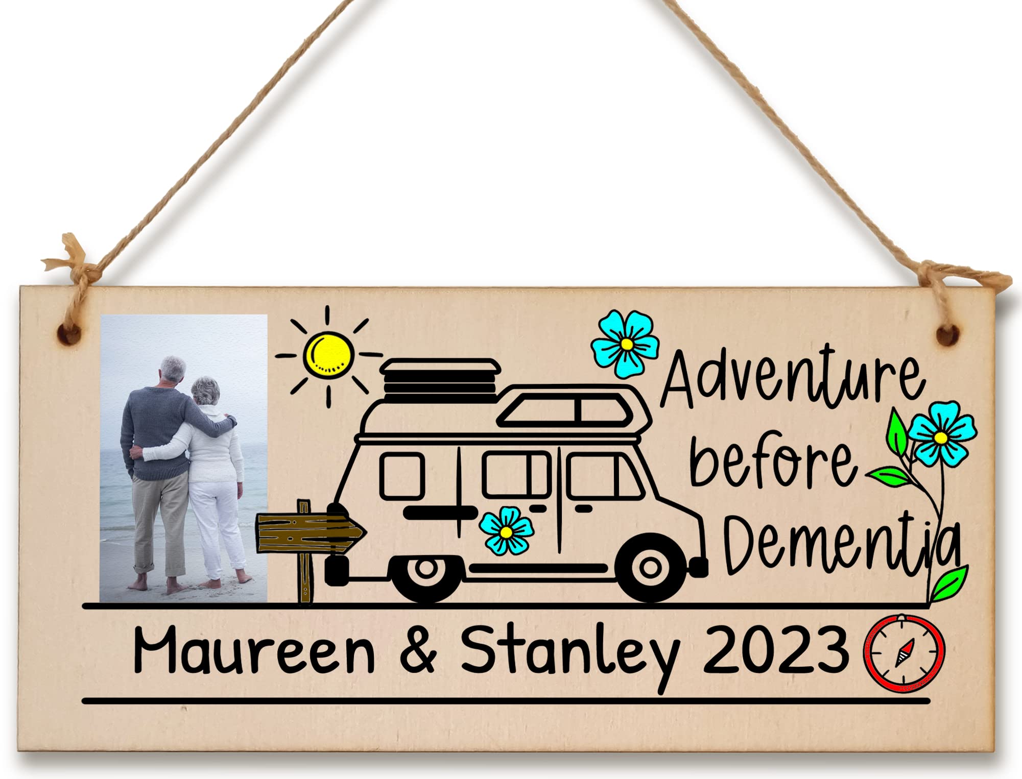 The Plum Penguin Multicoloured Personalised Adventure Before Dementia Decorative Handmade Wooden Plaque Home Décor Hanging Sign Gift Caravan Friendship