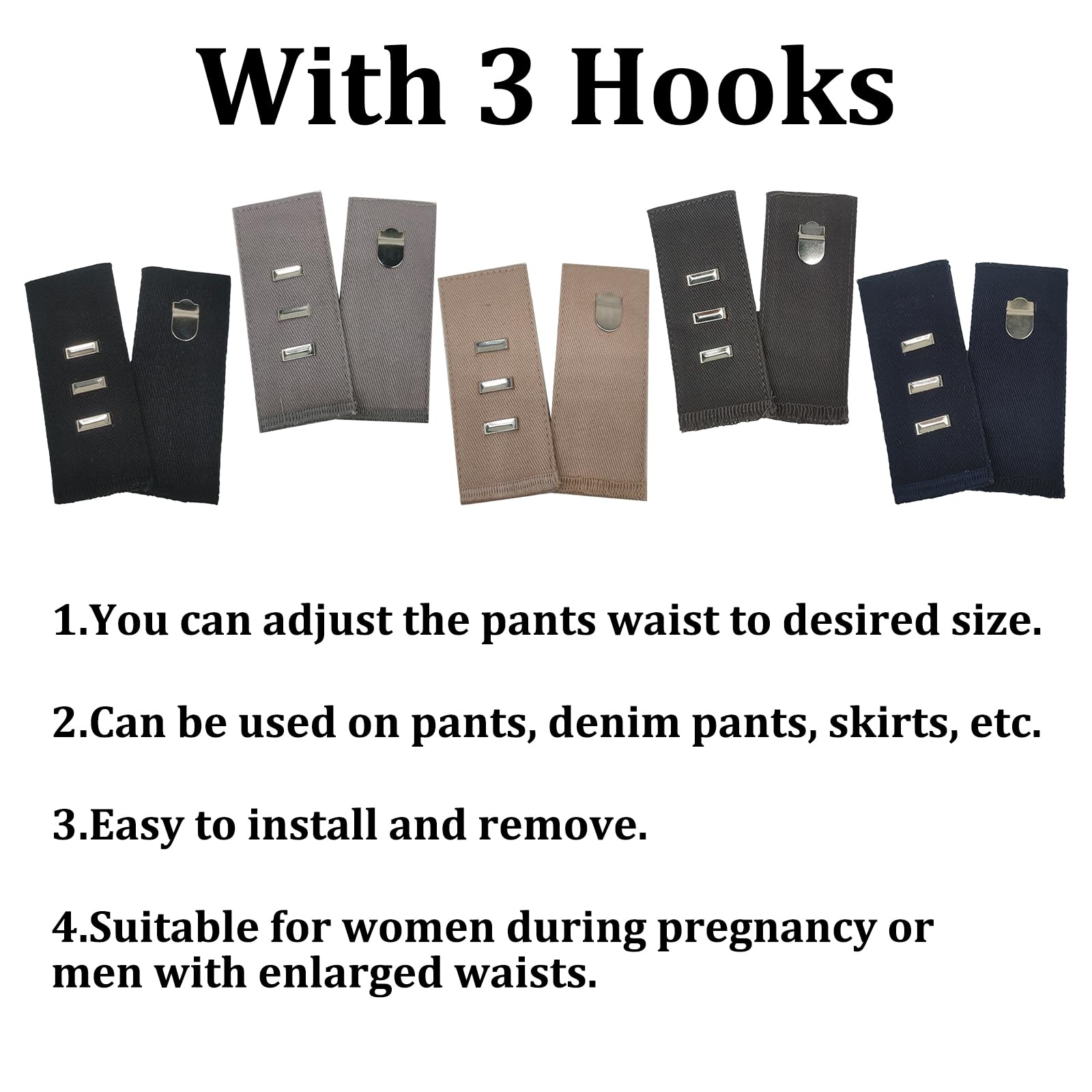 Nadiaen 7Pcs Waist Extender for Trousers,Trouser Extenders for Men,Waist Extenders for Women,Button Extender for Trousers Ideal for Adjusting the Waistline of Pants,Jeans and Skirts - Image 3
