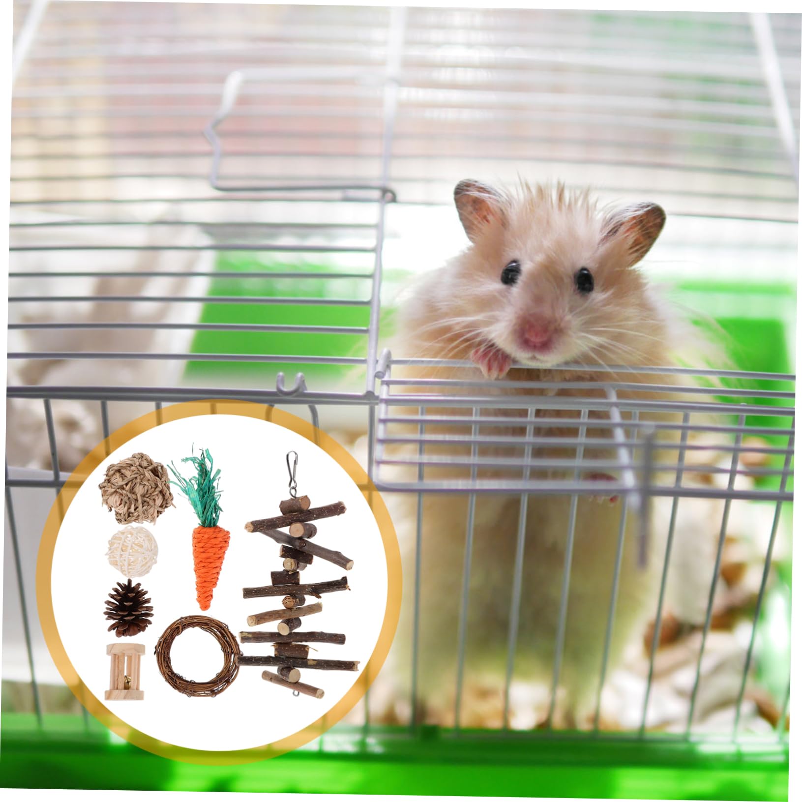INOOMP 3stücke Hamster Spielzeug Aus Holz Und Rattan Teiliges Kauspielzeug Für Kleine Tiere Wie Hamster Meerschweinchen Und Ratten Inklusive Molarring Und Spielzeugball Zur Zahnpflege