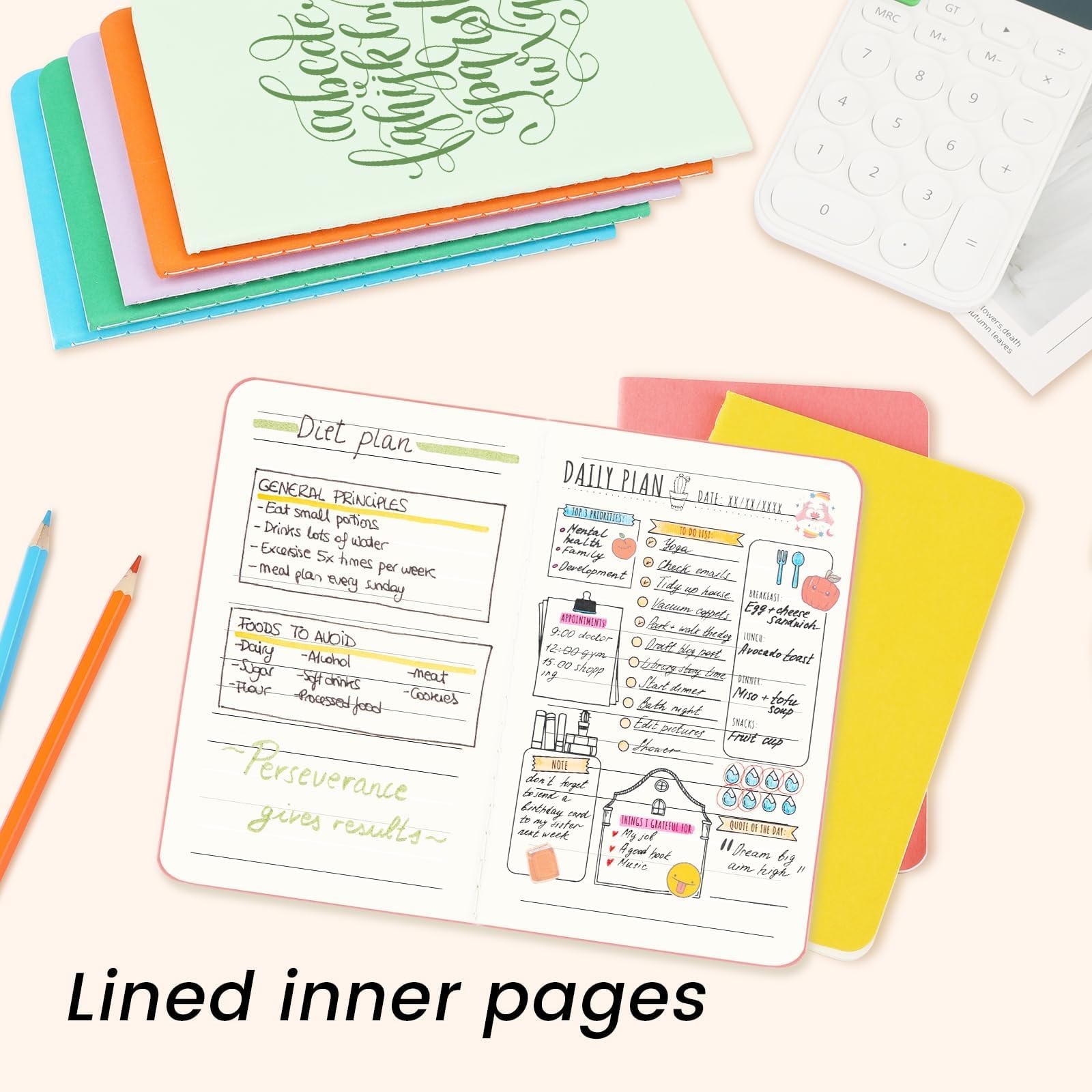 Oucaru Mini-Notizbücher, Großpackung, 8,9 x 14 cm, 16 Farben, 60 Seiten, liniertes Papier, kleines Notizbuch, Mini-Tagebuch, Notizblöcke für Kinder, Studenten, Reisende, Schule, Bürobedarf, 16 Stück