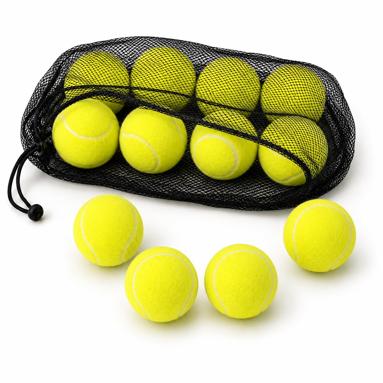 Gaffer 12/24 Pack Tennis Balls Pressure less Training Exercise Tennis Balls with Mesh Carry Bag, Outdoor Practice Training Balls for Tennis Coaching, Sports & Dog Fetch Toy Green 12 Pack