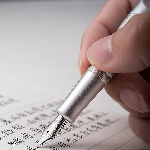 Miniatura 7 de Hongdian M1 - Pluma estilográfica de punta extrafina, púrpura y submarina de aluminio, mini bolígrafo de viaje de bolsillo corto