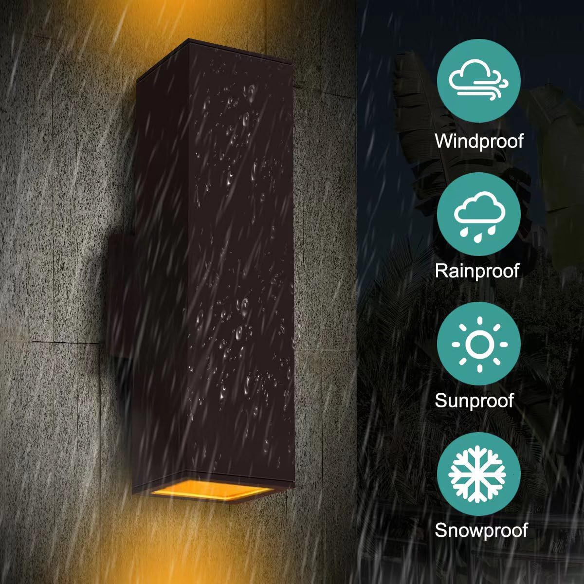 Motion Sensor Outdoor Wall Lights 2-Pack, Dusk to Dawn Exterior Light Fixtures with 3 Lighting Modes, 13'' Up Down Porch Lights with 15W LED Bulbs, Waterproof Wall Sconce for House, Patio, Garage