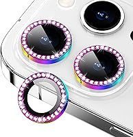 Vista 27 de Xfilm Protector de lente de cámara para iPhone 15 Pro/iPhone 15 Pro Max, anillo de diamante de metal individual brillante, dureza 9H, protector a