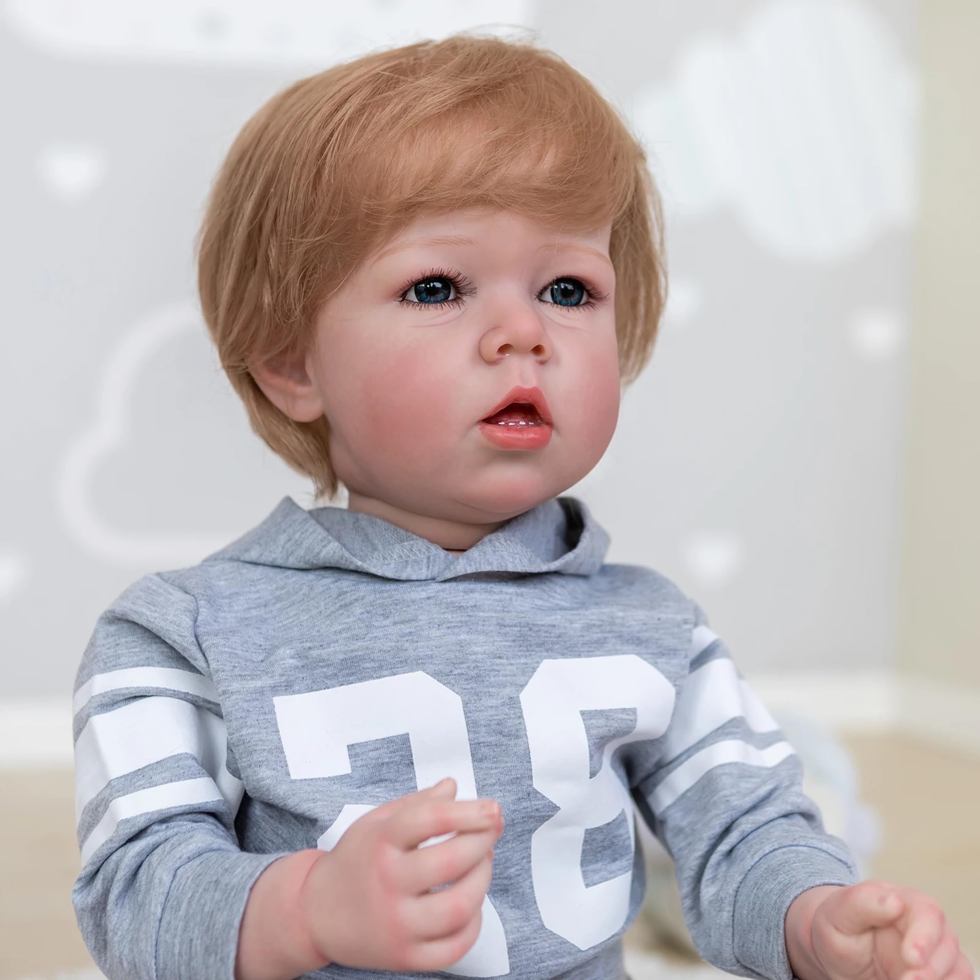 YIHANGG Grande Bambole Reborn Maschio Realistiche 75cm Bambolotto Reborn Neonato Bambolotti per Bambina Che Sembrano Veri Occhi Aperti Capelli Biondi Reali Regalo di Natale di Compleanno