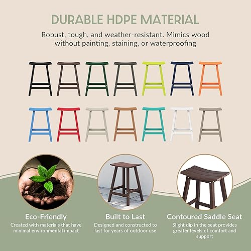 Miniatura 5 de WestinTrends Malibu Taburetes de bar para exteriores de 29 pulgadas, taburetes de altura de barra de madera de polietileno resistentes a todo tipo