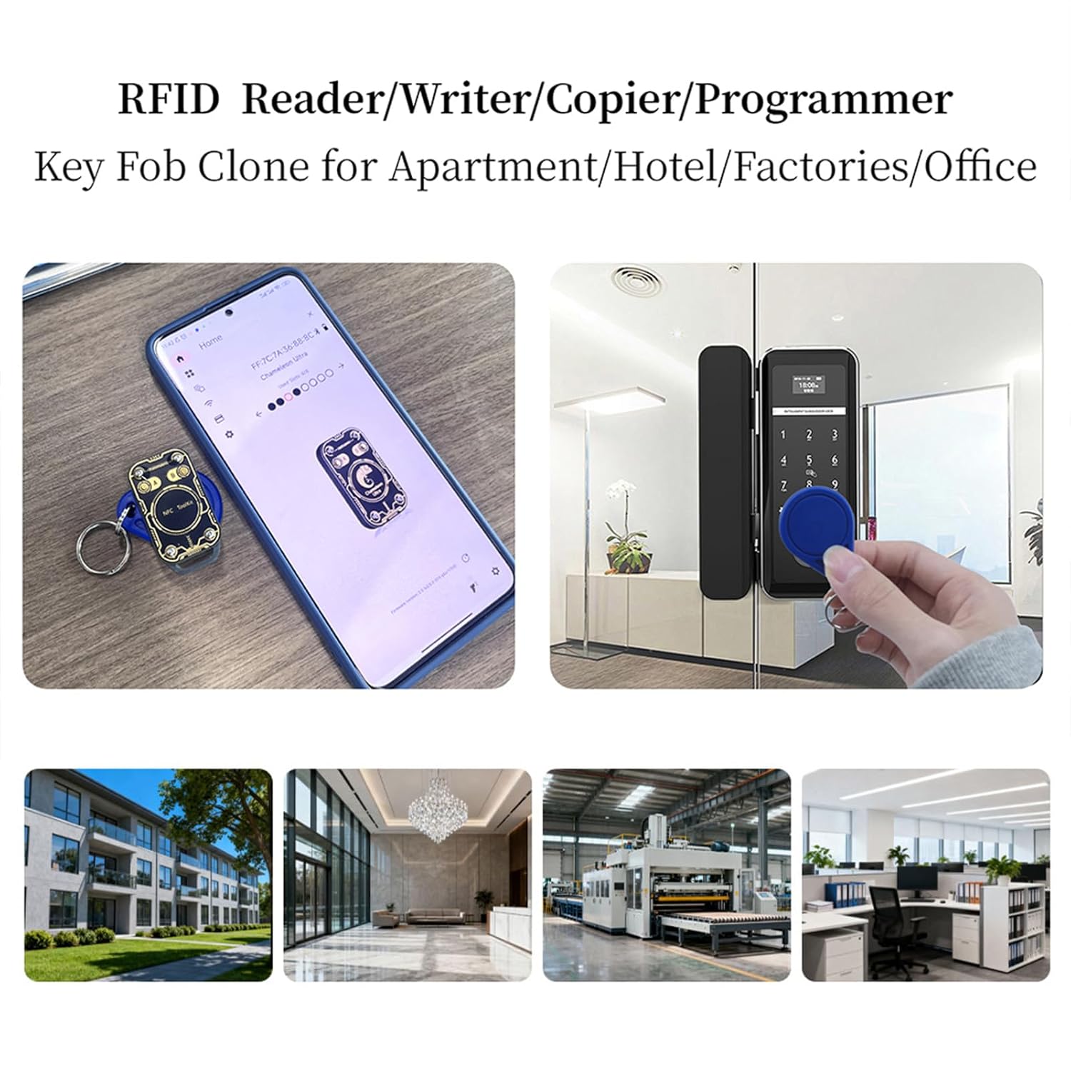 RFID Reader Writer (Full Function RFID Emulator RFID Writer Copier Smart Card Duplicator Multiple ID IC Cards Replacement Convenient RFID Key Fob Solution for Access Control Systems)