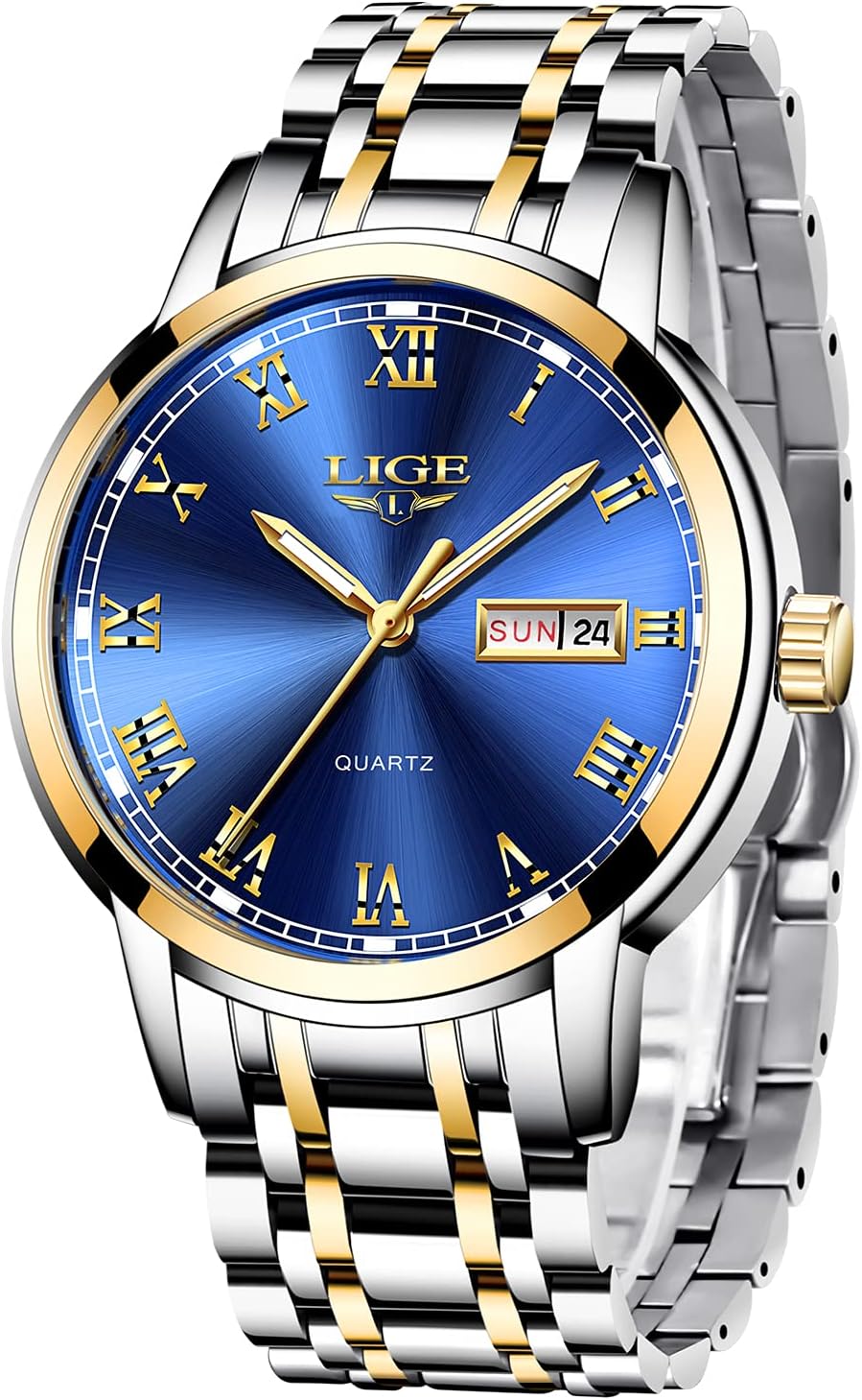 LIGE Mens Watches Waterproof Stainless Steel Simple Design Analogue Quartz Watch for Men Business Casual Date Wrist Watch for Men