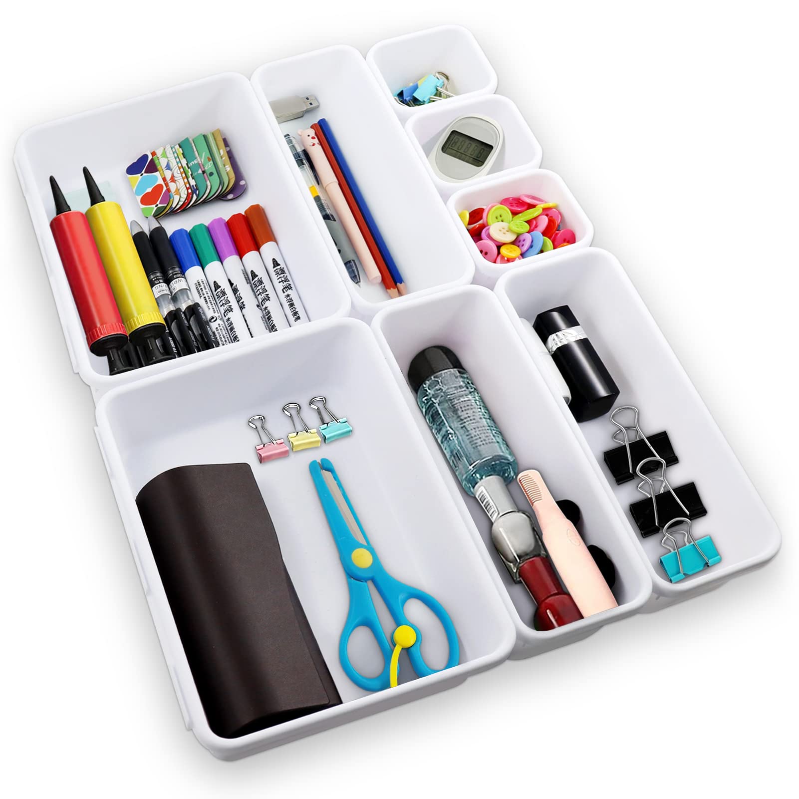 VyGrow Set Di 2 Organizer Per Cassetti Con Scomparti Regolabili, Griglie In Metallo Nero, 32,7 X 22,2 X 3,8 Cm, Per Ufficio E Cucina