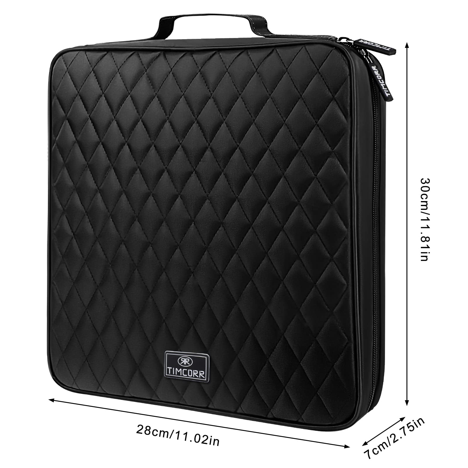 Organizador de CD y DVD de plástico negro con capacidad para 160 grados con panel de PVC para almacenamiento portátil y viajes