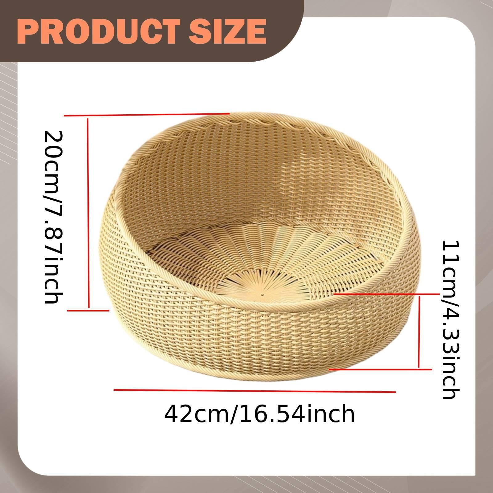 Wicker Katzenbett Kunstharz Rattan Korb Geflecht Nest für Katzen Schlafplatz Hunde Welpen Waschbar Katzenzubehör Luftdurchlässig für Senioren Katzen H, Beige
