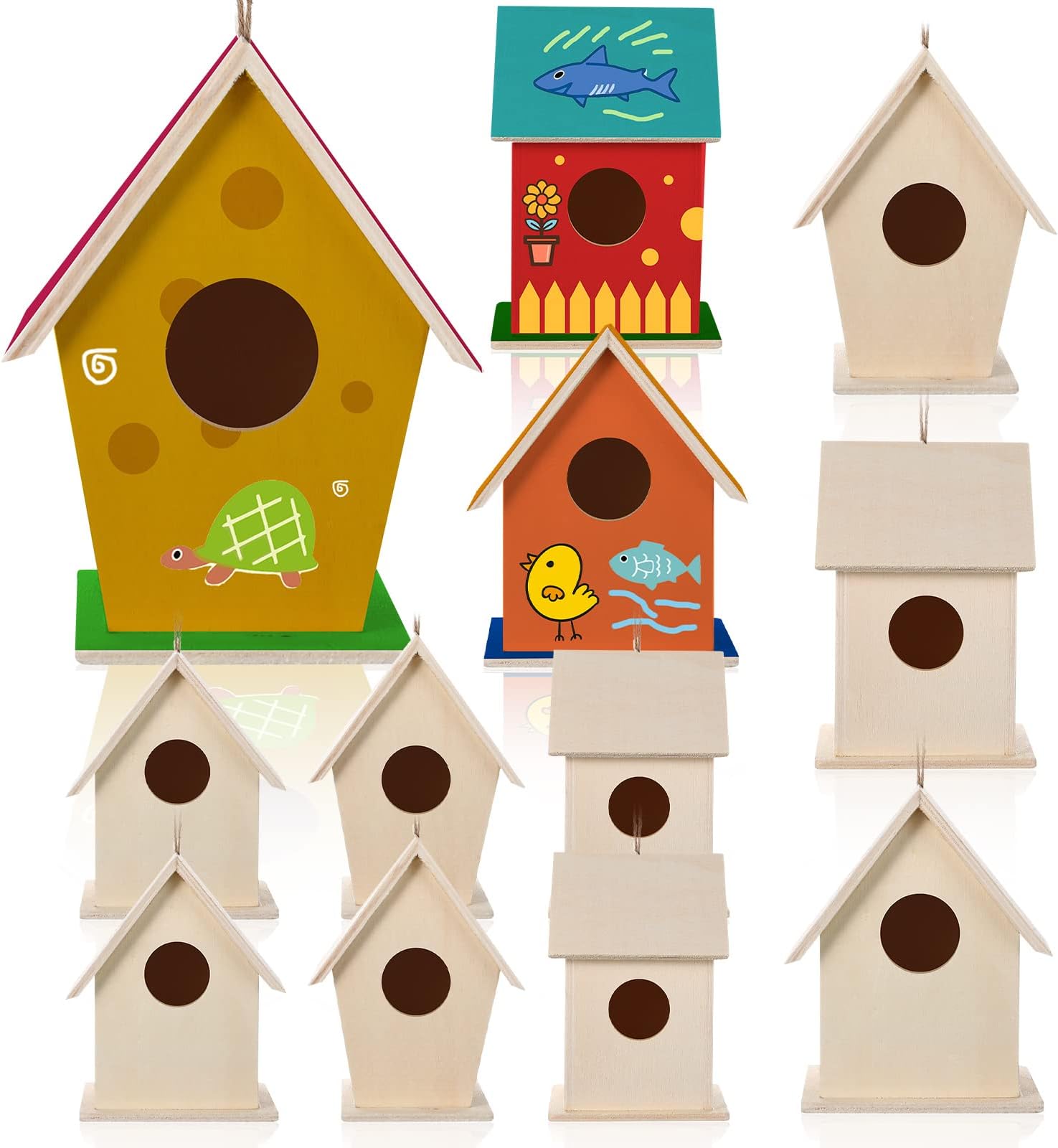 Jetec 6 Pieces Bird House Craft Wooden Birdhouse Kit Build