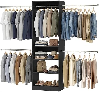Homieasy Closet System, 4.5-11.5 Ft Expandable Closet Organizer, Black