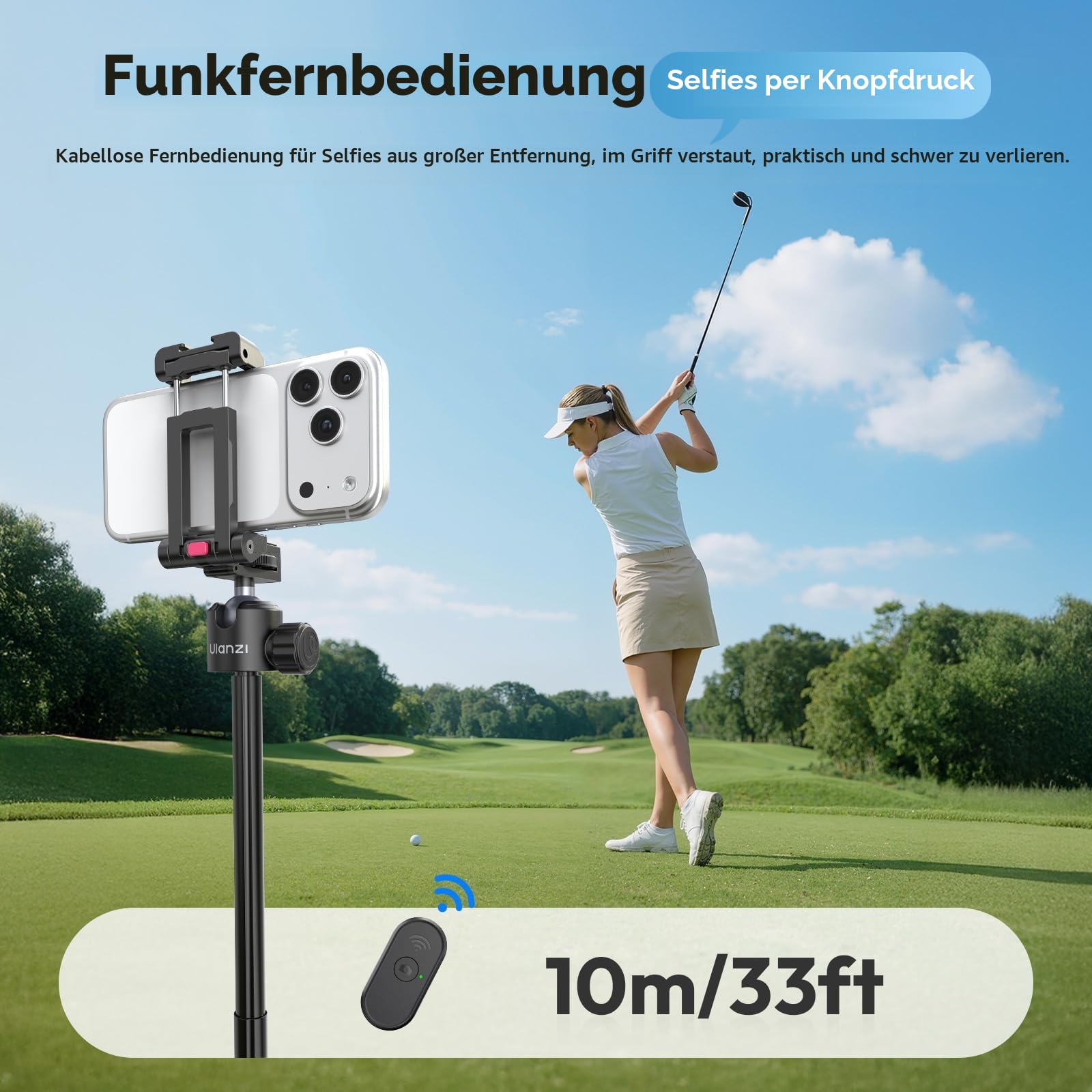 ULANZI MT-44 B [2026 Aktualisierte] Auto Pop Open Handy Kamera Stativ, Automatisch öffnen Vierbeinständer, Selfie Stick Bluetooth 150cm, Kompakt Reisestativ 360° Kugelkopf für DSLR Samsung iPhone