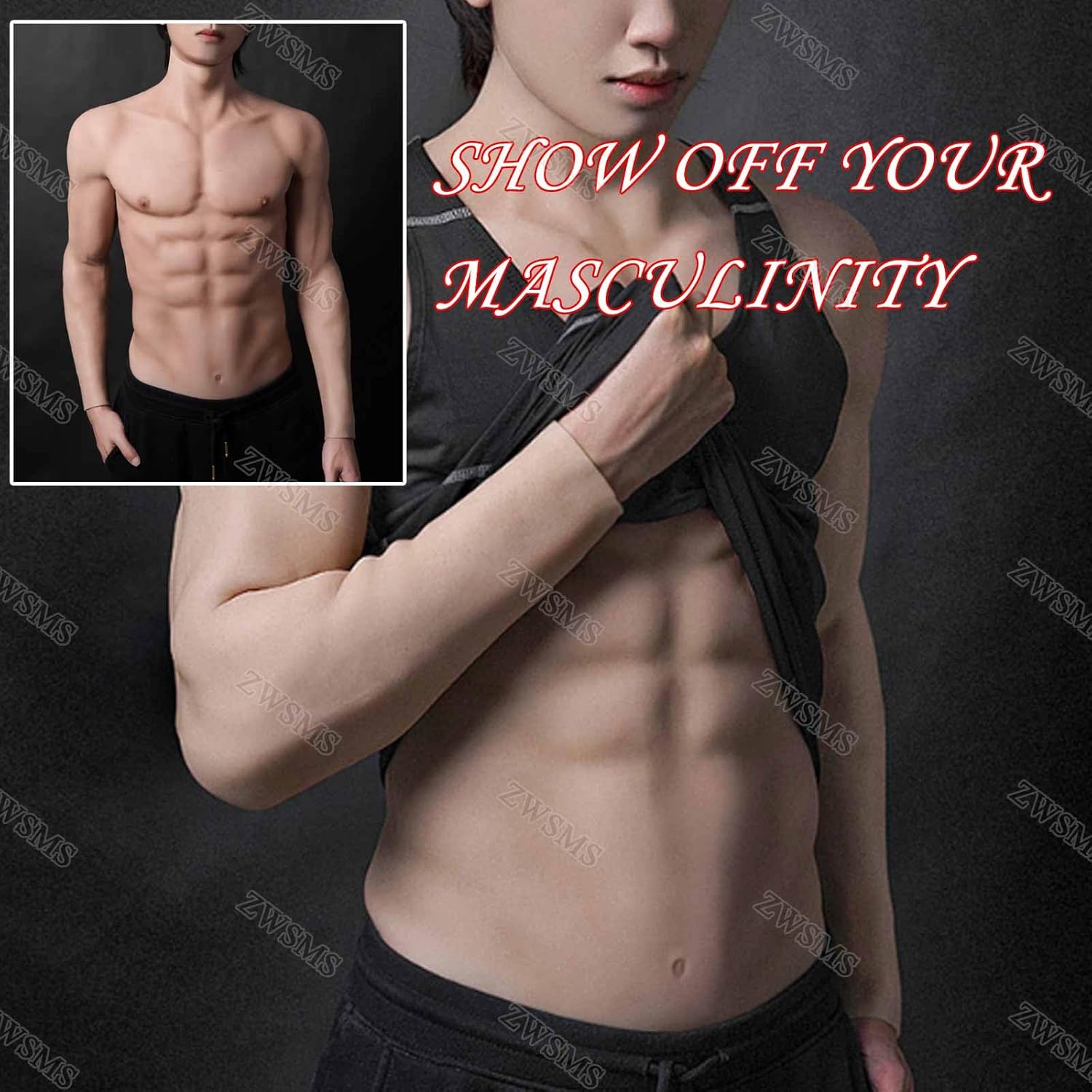 Silicone Muscle Suit Long Sleeve Simulation Muscle Fake Chest Bodysuit Costume Shaper Stronger for Cosplay