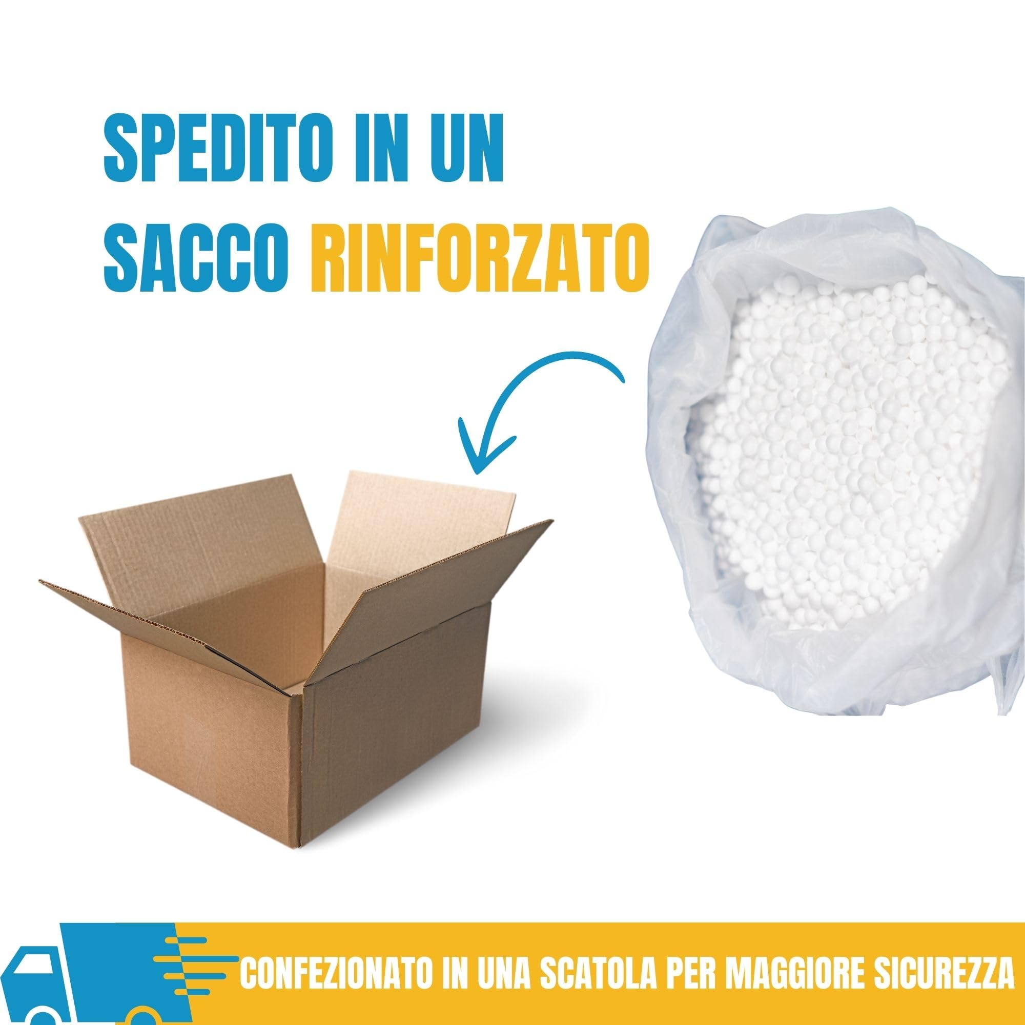 Bepouf - Sacco di Perle Polistirolo Espanso 100 Litri per Riempimento Pouf Poltrone Cuscini, Diametro da 2 a 8 mm - Palline Polistirolo per Imbottitura Pouf a sacco
