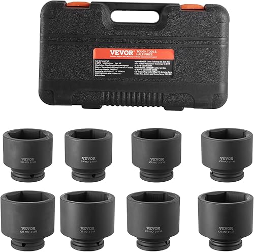 Vista 12 de VEVOR Juego de llaves de impacto de 130 piezas 3/8" y 1/2" - Juego de llaves de impacto SAE y métrico - 6 puntas de aleación de acero Cr-Mo