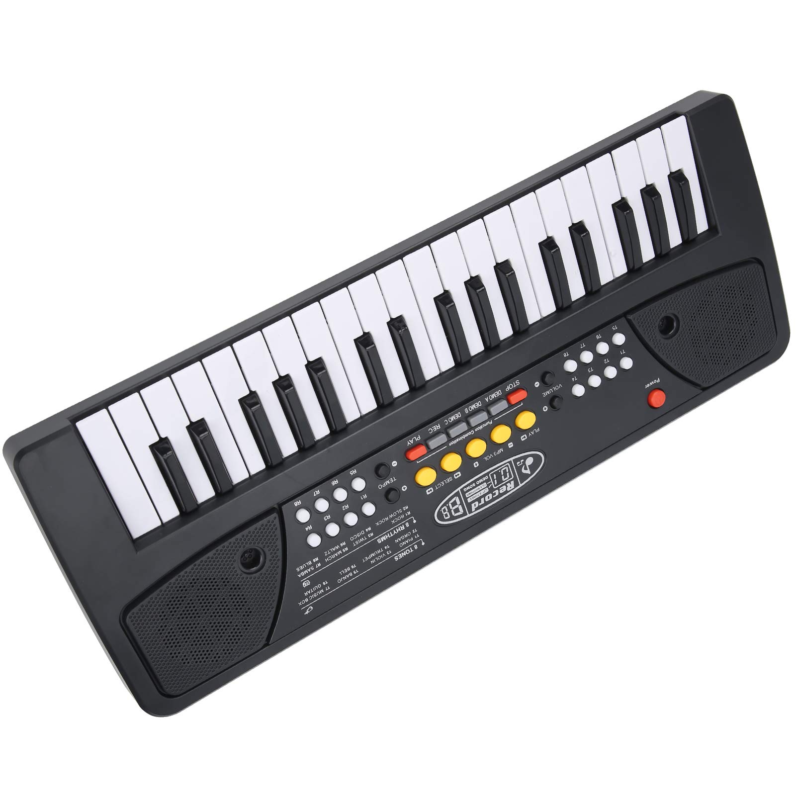 Clavier de Piano pour Enfants Piano Électrique Portable à 37 Touches avec 8 Rythmes 8 Sons & 22 Démonstrations Instrument pour 3 Ans+ Rouge