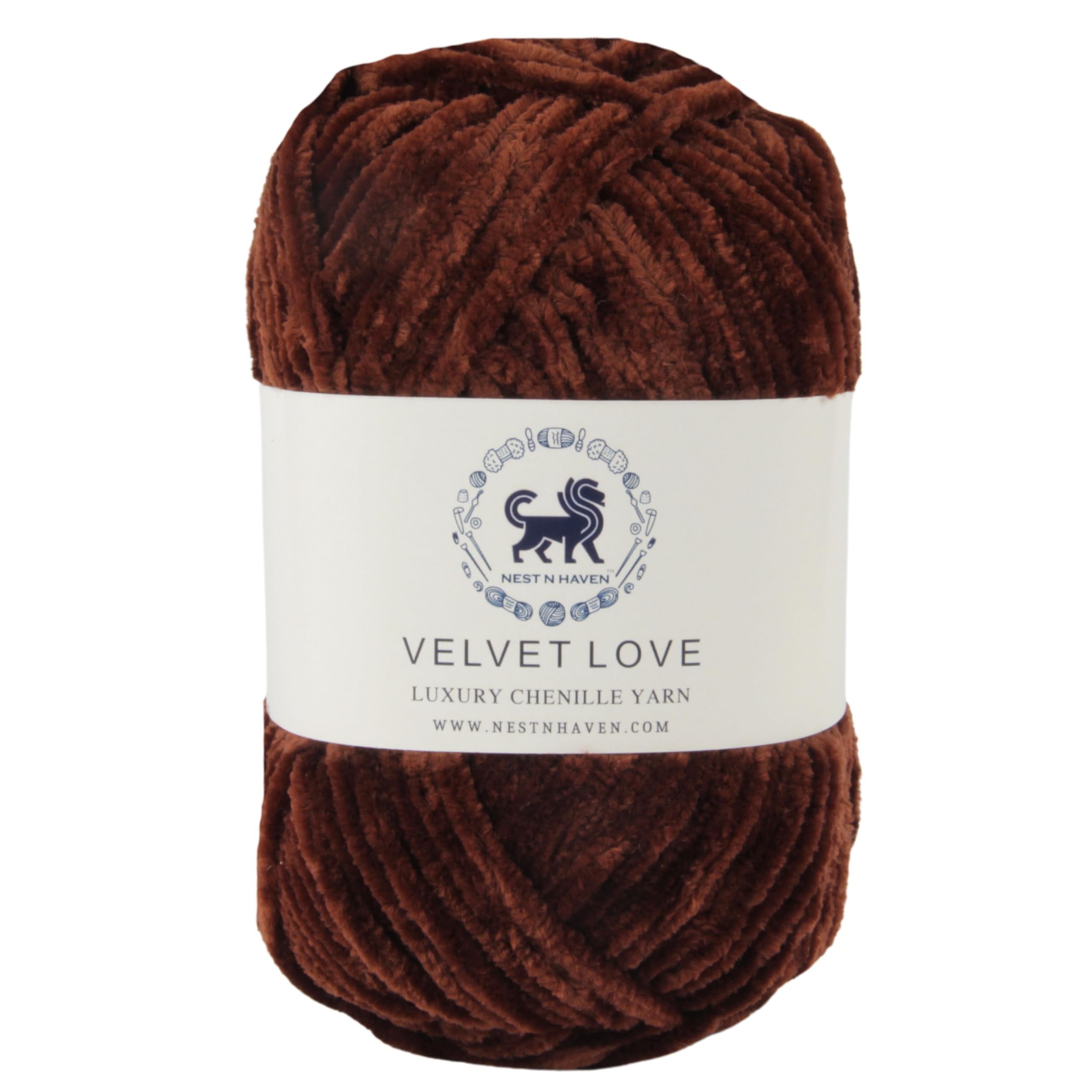 NESTNHAVEN, Velvet Love, Chenille Yarn Supersoft Hand Knitting Wool Ball, (1 Ball/100 Gram Each) Ball Suitable for Craft, Babywear, Baby Blankets, 4 Medium, Shade no - NNHVL (Brown)-image-31