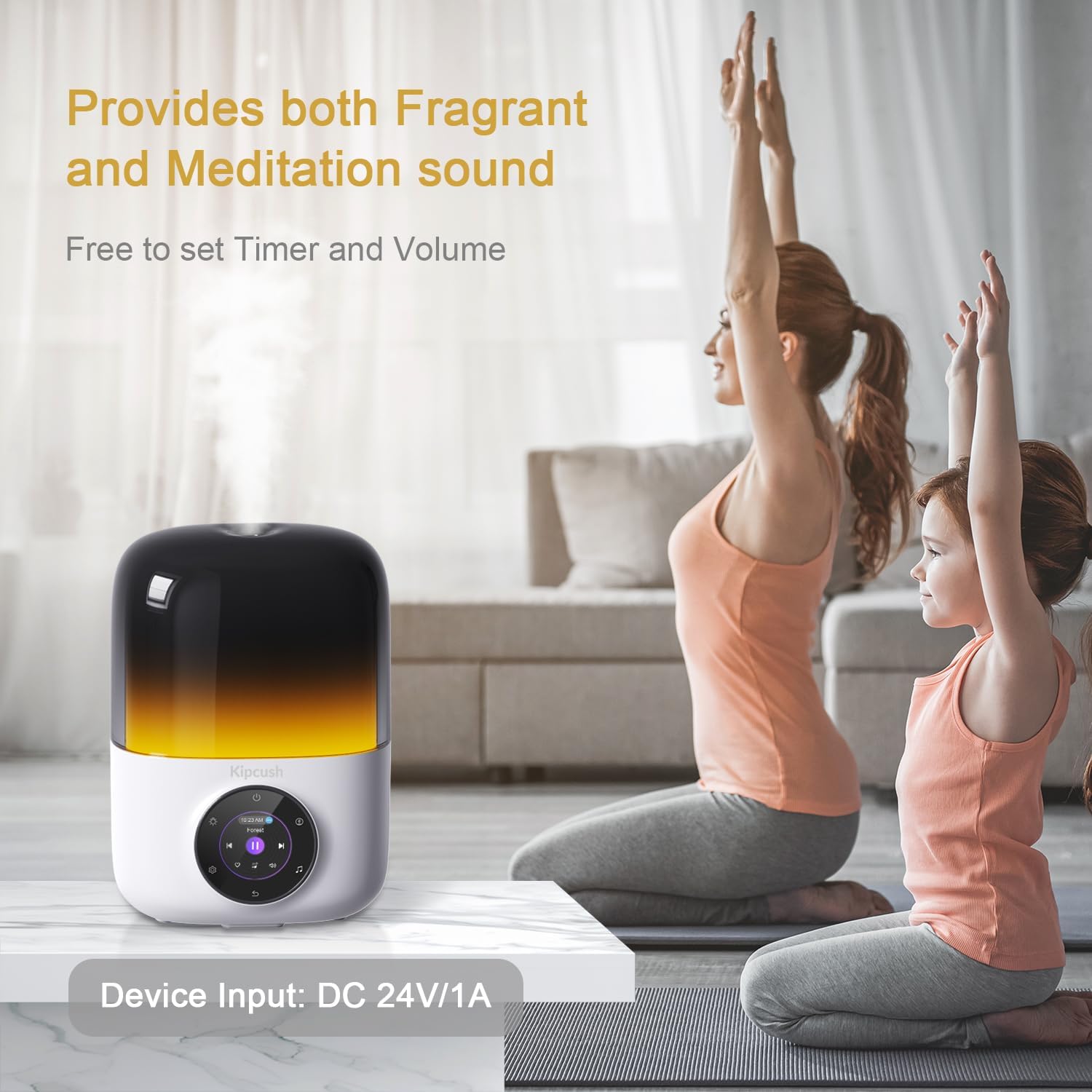 Kipcush Essential Oil Diffuser, 250ML Humidifier withWhite Noise Machine, LED Mood Lighting, Touchscreen,Timer, Auto-Off (White)